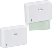 Relaxdays 2x handdoekdispenser muur - dispenser papieren handdoek - vouwhanddoekdispenser