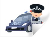 Muurstickers - Sticker Folie - Kinderillustratie van een politieauto - 40x30 cm - Plakfolie - Muurstickers Kinderkamer - Zelfklevend Behang - Zelfklevend behangpapier - Stickerfolie