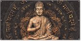 Muurdecoratie buiten Boeddha - Mantra - Meditatie - Spiritueel - Koper - 200x100 cm - Tuindoek - Buitenposter