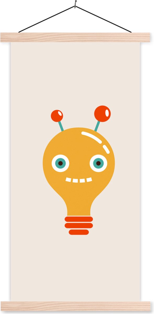 Posterhanger incl. Poster 60x120 cm - Schoolplaat - Robot - Gloeilamp - Gezicht - Antenne