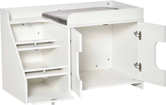 30x20x9,2 Cm Maat Kalolary Kattenbak Helling – Met Filtersysteem, Antislip Trap Voor Oudere En Kleine Katten, Lichtgrijs Hygiënische Kattenbak Accessoire