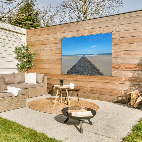 Affiche de jardin brise-lames en basalte dans la mer du Nord 120x80 cm - Toile de jardin / Toile d'extérieur / Peintures d'extérieur (décoration de jardin) / Mer et plage