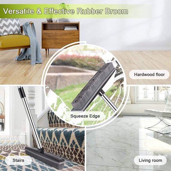 Bezem rubber + steel - 70/120 CM - Duurzaam- Multifunctioneel - Rubber + Metaal - Incl Ophangoog - Geschikt voor alle Oppervlakken - Makkelijk te Reinigen — afbeelding 3