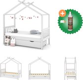 vidaXL Kinderbedframe met lade massief grenenhout wit 80x160 cm - Bed - Inclusief Houtreiniger en verfrisser
