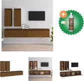 vidaXL Tv-meubelen 4 st massief grenenhout honingbruin - Kast - Inclusief Houtreiniger en verfrisser