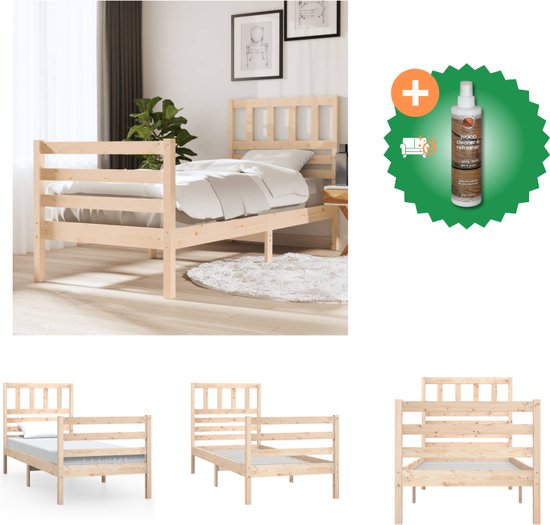 vidaXL Bedframe massief hout 90x200 cm - Bed - Inclusief Houtreiniger en verfrisser