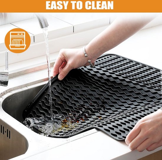 Tapis Sechage Vaisselle Lot De 2 Tapis D'égouttage En Silicone - 40x30 Cm, Antidérapant, Résistant à La Chaleur, Pour Vaisselle Et Cuisine Tapis égouttoir Pas Cher