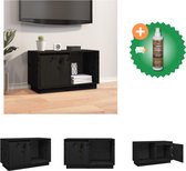 vidaXL Tv-meubel 74x35x44 cm massief grenenhout zwart - Kast - Inclusief Houtreiniger en verfrisser