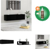 vidaXL Tv-meubel 120x30x30 cm bewerkt hout zwart - Kast - Inclusief Houtreiniger en verfrisser