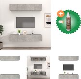 vidaXL Tv-meubelen 4 st 80x30x30 cm bewerkt hout betongrijs - Kast - Inclusief Houtreiniger en verfrisser