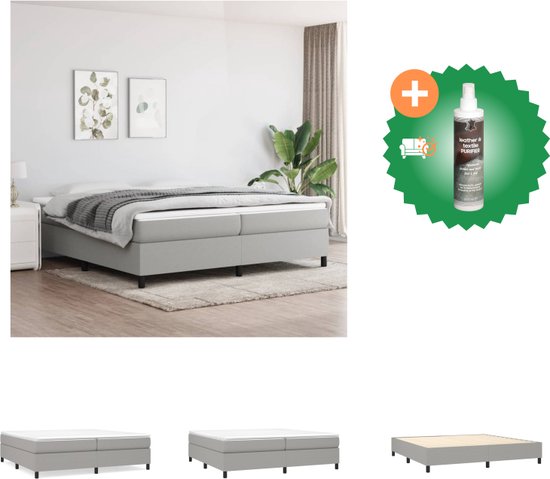 vidaXL Boxspringframe stof lichtgrijs 200x200 cm - Bed - Inclusief Reiniger