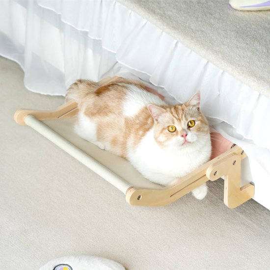 Foto: Kattenraam baars loungebevestiging hangmat raamstoel bedplanken voor binnenkatten boren zonder boren geen zuignap roze grijs 