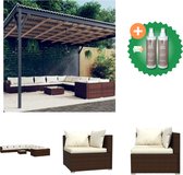 vidaXL 11 delige Loungeset met kussens poly rattan bruin Tuinset Inclusief Onderhoudsset