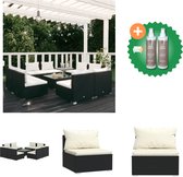 vidaXL 9 delige Loungeset met kussens poly rattan zwart Tuinset Inclusief Onderhoudsset