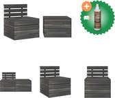 vidaXL 2 delige Loungeset pallet massief grenenhout donkergrijs Tuinset Inclusief Houtreiniger en verfrisser