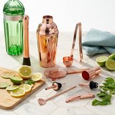 10 Stuks Professionele Cocktail Shaker Set (Roestvrijstalen, Roségoud / Koper - Baraccessoires, Barmanset - met Cocktail en Shot Receptenboek - Cadeau, Thuis, Restaurant