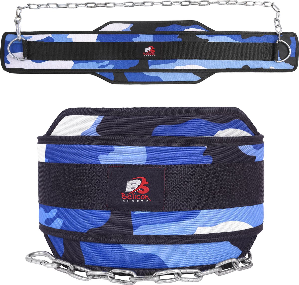 Neopreen Dipping Belt Gewichthefgordel Gym Belt Oefenriem Zware ketting - blauwe kem