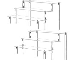 Set van 2 acryl display cupcake standaards, 3 lagen doorzichtige displayplank, gelaagde organizer voor figuren, speelgoed, poppen, feest, make-up, dessert