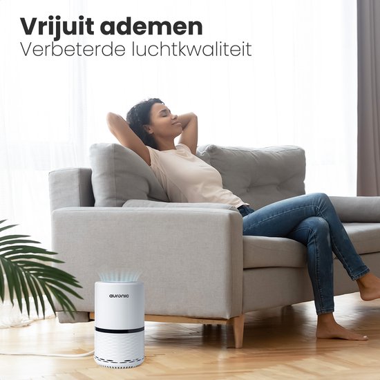 Auronic Luchtreiniger - 12 m² - Air Purifier met HEPA Filter - Verwijdert 99,97% - 25W - 3 Standen - Wit