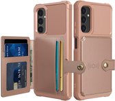 Portemonnee Hoesje Geschikt voor Samsung Galaxy A05s - Back Cover met Pasjeshouder - Telefoonhoesje voor Pinpas - Kaarthouder op Achterkant - Case met Magneet voor Auto Houder Roze