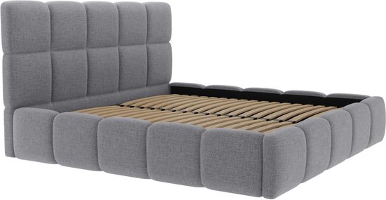 PASCAL MORABITO Bed met opbergruimte 140 x 190 cm - Stof met textuur - Grijs - DAMADO van Pascal Morabito L 170 cm x H 95 cm x D 221 cm
