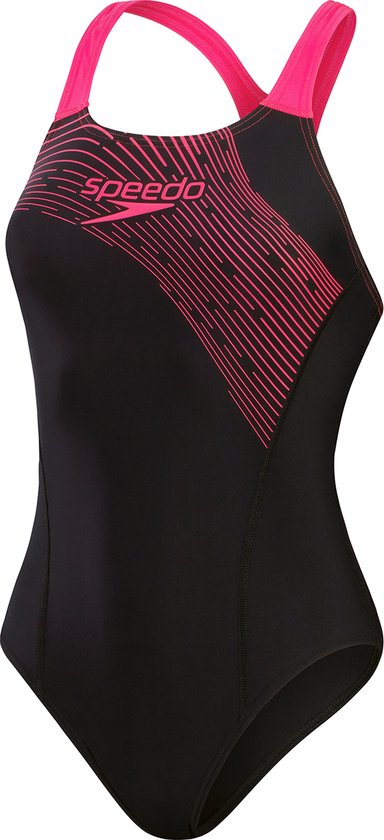 Foto: Speedo medley logo 1 piece zwart roze sportbadpak maat 40