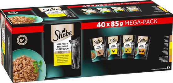 Sheba Kattenvoer - Mini Filets - Gevogelte in Saus - 40x85g Mega-Pack