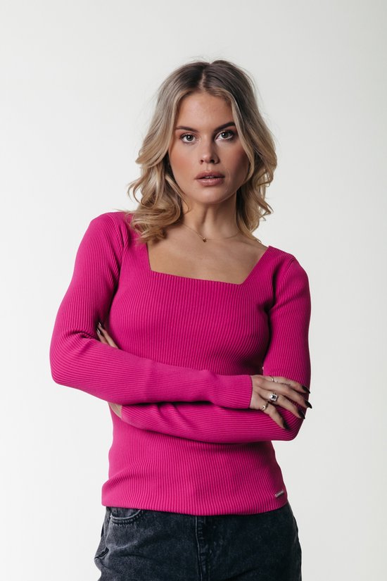 Colourful Rebel Ariel Square Neckline Knitted Top