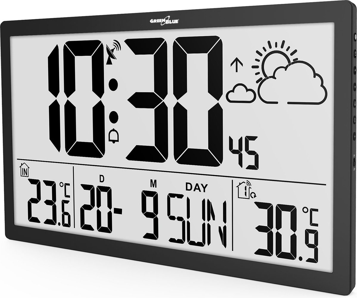 Weerstation - Radio gestuurde klok - Datum - Weersvoorspelling Weerstation - Radio gestuurde klok - Datum - Weersvoorspelling