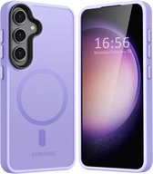 Hoesje Geschikt voor Samsung Galaxy S24 Plus - Compatibel met MagSafe - Matte Beschermhoes - Back Cover met Magneet - Geschikt voor Draadloos Opladen met Magnetische Ring - Violet