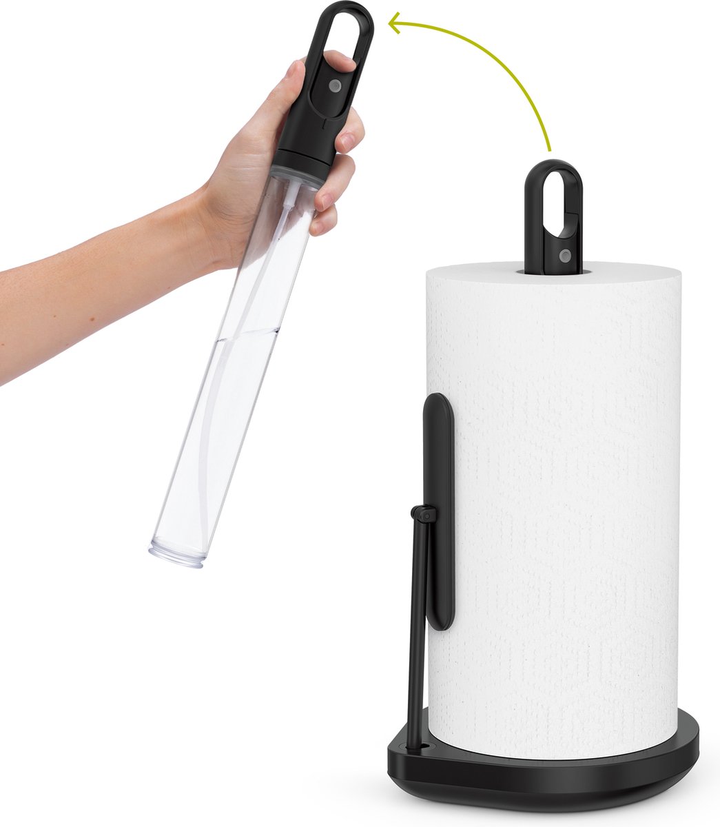 Simplehuman Keukenrolhouder met Pomp Zwart Roestvast Staal