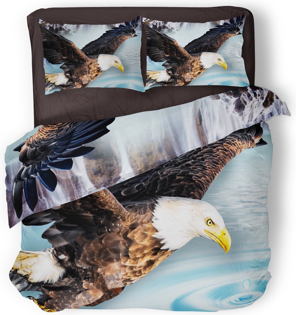 Eleganzzz Dekbedovertrek Eagle - Multi - Dekbedovertrek 200x200/220cm - Micropercal -Tweepersoons - Dekbedovertrekken - Adelaar Dekbedovertrek