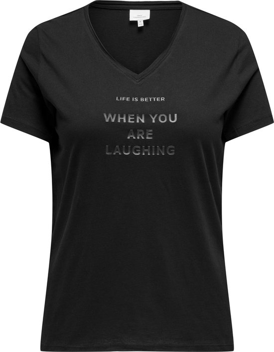 ONLY CARMAKOMA CARQUOTE LIFE SS V-NECK REG TEE JRS Dames T-shirt - Maat S