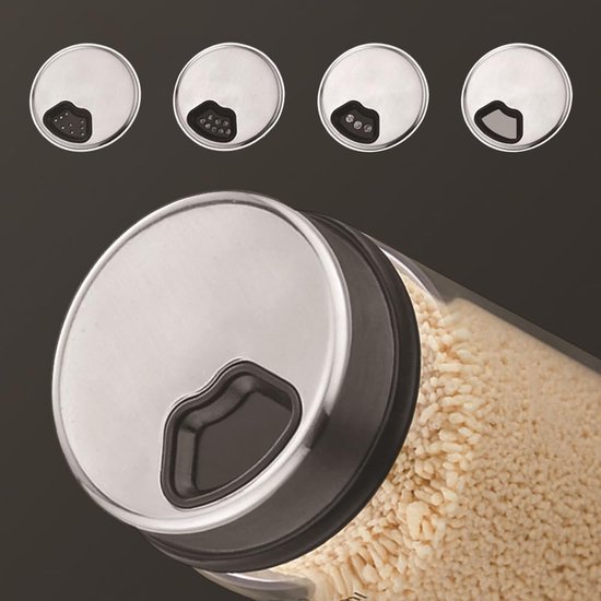 4 stuks kruidenpotjes met draaidekje, 150 ml zoutvaatje, zout en