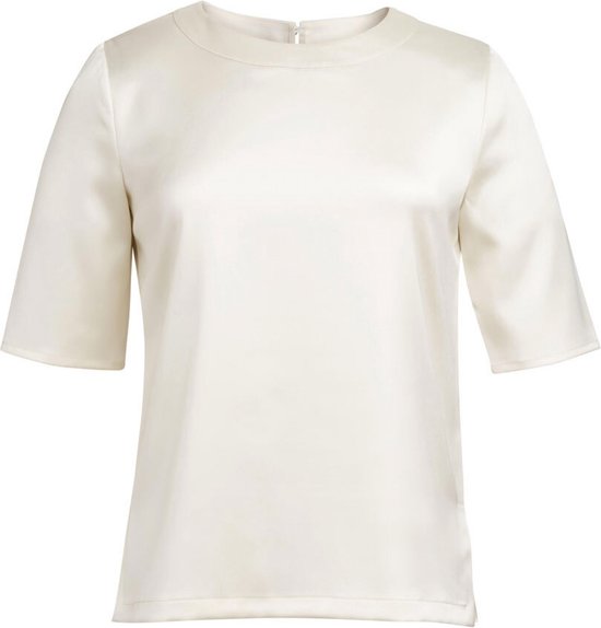 Blouse Dames 36 EU (8 UK) Brook Taverner Ronde hals Korte mouw Cream 97% Polyester, 3% Elasthan