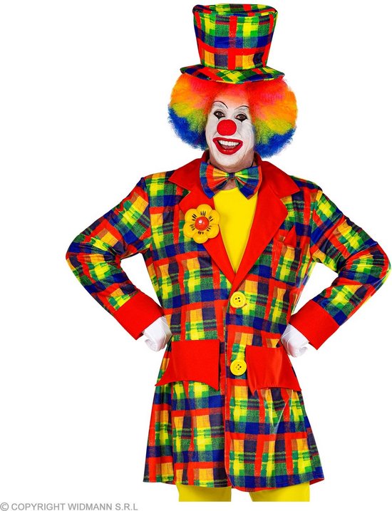 Widmann - Clown & Nar Kostuum - Keurige Kleurige Fleurige Jas Clown - Multicolor - XXL - Carnavalskleding - Verkleedkleding