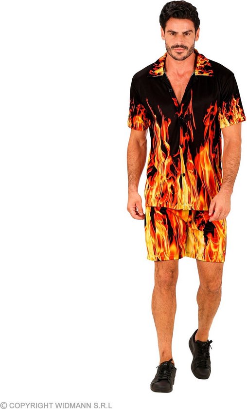 Widmann - Feesten & Gelegenheden Kostuum - Burn In Hell - Man - Oranje, Zwart - XXL - Halloween - Verkleedkleding