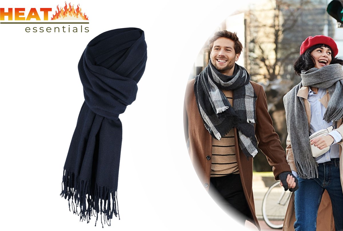Sjaal Dames - Sjaal Heren - Navy Blauw - Geweven - Sjaal Dames Winter - Sjaal Heren Winter - Sjaals Unisex - Shawl