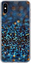 Geschikt voor iPhone Xs hoesje - Glitter - Blauw - Abstract - Design - Siliconen Telefoonhoesje
