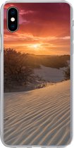 Geschikt voor iPhone Xs hoesje - Zonsondergang bij het Nederlandse strand - Siliconen Telefoonhoesje