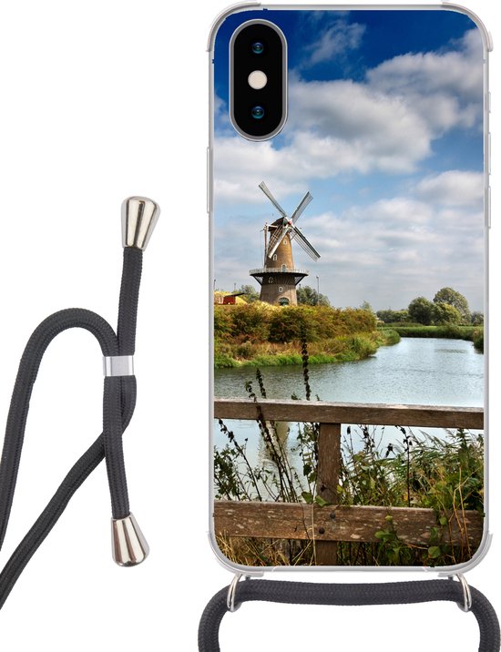 Telefoonhoesje Geschikt voor iPhone X - Molen in Gorinchem - Siliconen - Crossbody - Backcover met Koord - Telefoonhoesje met koord - Hoesje met touw Telefoonhoesje
