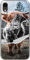 Geschikt voor iPhone XR hoesje - Schotse hooglander - Koe -Dieren - Siliconen Telefoonhoesje