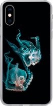 Geschikt voor iPhone X hoesje - Kwal - Zeedieren - Zwart - Siliconen Telefoonhoesje