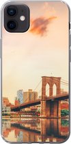 Geschikt voor iPhone 12 mini hoesje - New York - Brooklyn - Bridge - Zonsondergang - Siliconen Telefoonhoesje