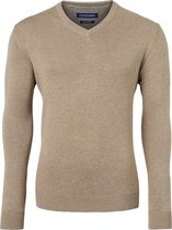 Casa Moda heren trui katoen - V-hals - beige -  Maat: 4XL