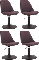 CLP Maverick Set van 4 Eetkamerstoelen - Stof bruin zwart