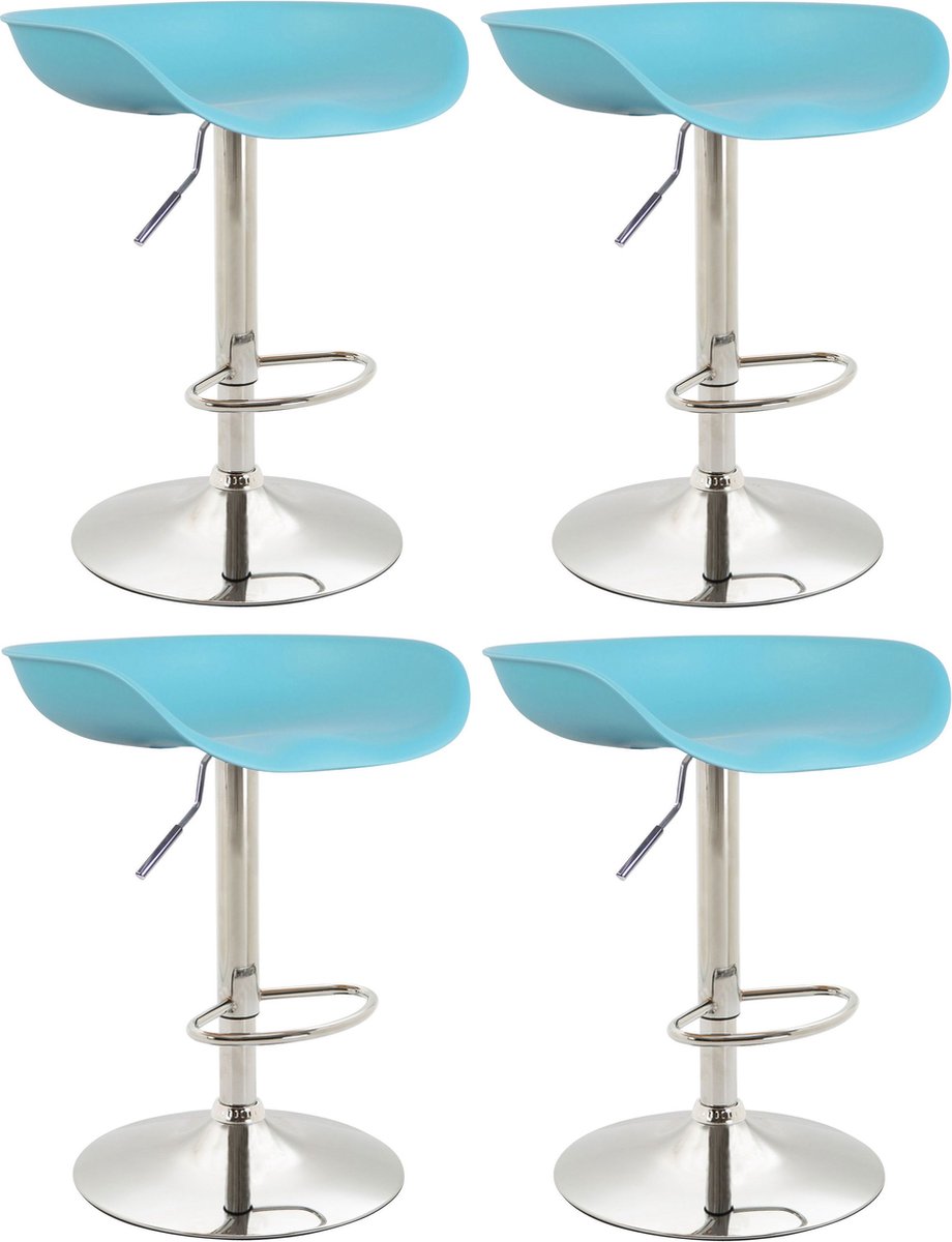 CLP Anaheim Set van 4 barkrukken - Kunststof blauw chroom