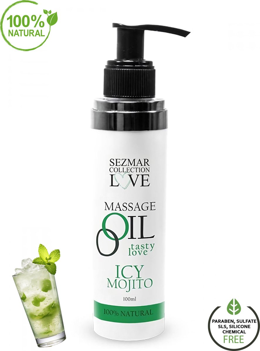 Goedkoopste Sezmar Icy Mojito Massageolie Natuurlijk Massageolie - Glijmiddel voor Sensuele Extase en Erotisch Genot met 100 Natuurlijke Ingrediënten | 100ml