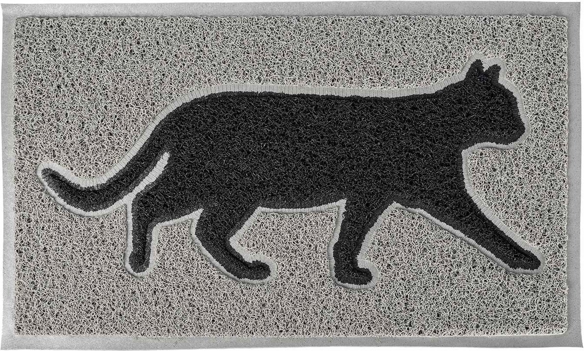 Homescapes - Zwarte katten deurmat - PVC - 73x44 cm