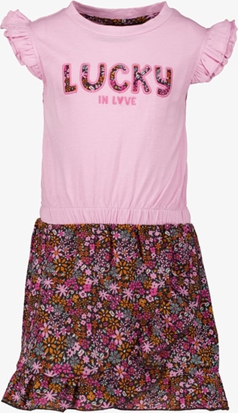 TwoDay meisjes jurk met scrunchie bloemenprint - Roze - Maat 98/104